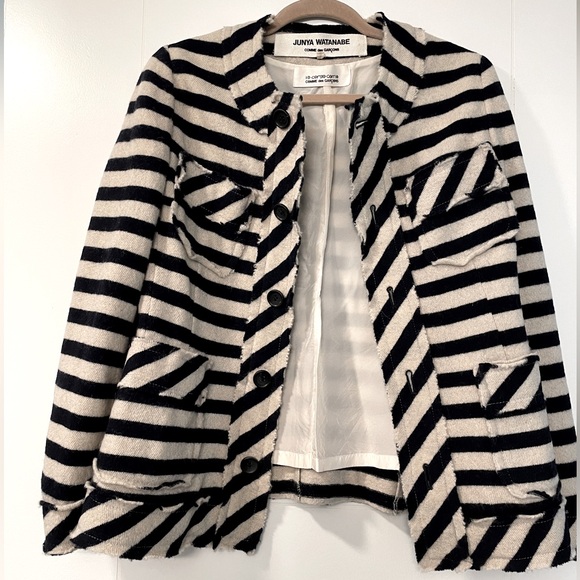 Comme des Garçon wool striped blue and white womens S jacket - Picture 1 of 9